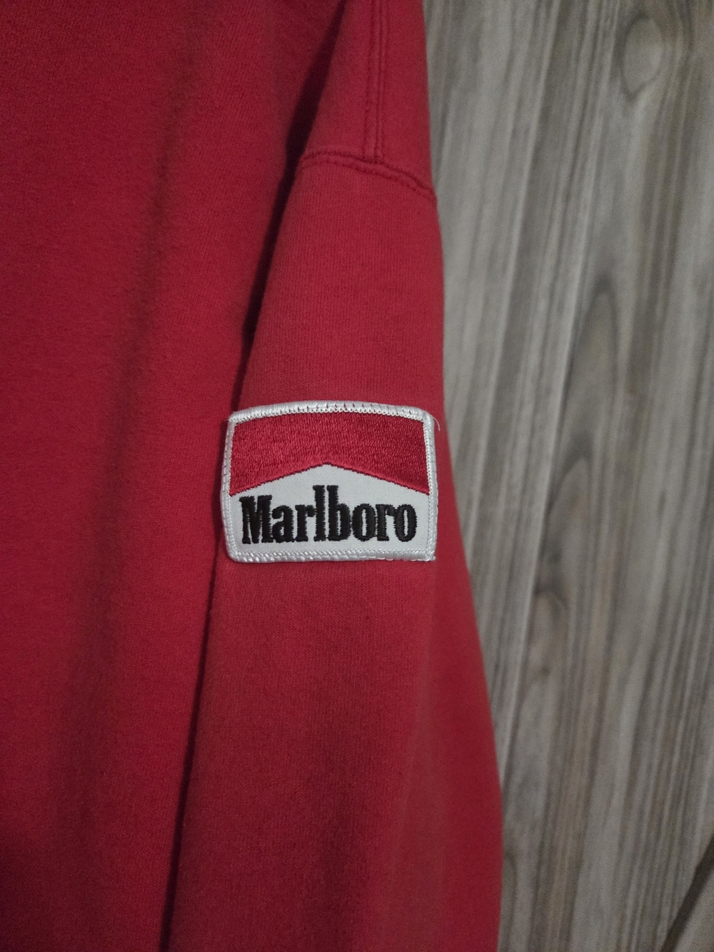 Marlboro Red Hooded Sweatshirt with Sleeve Patch - Picture 2 of 7